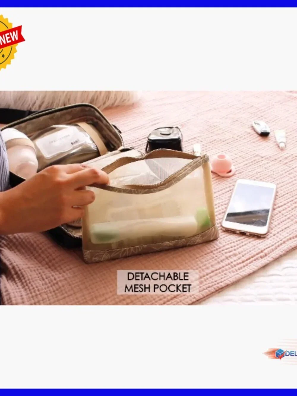 Vegan Leather Crossbody Diaper Clutch with Changing Pad & Organizer Pockets